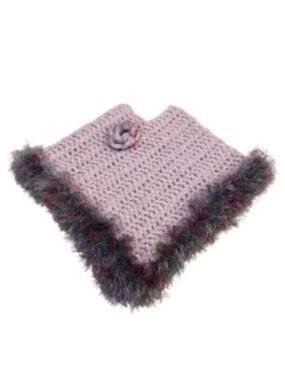 NEW Baby Girl Handmade Crochet Lilac Poncho 3-9 M